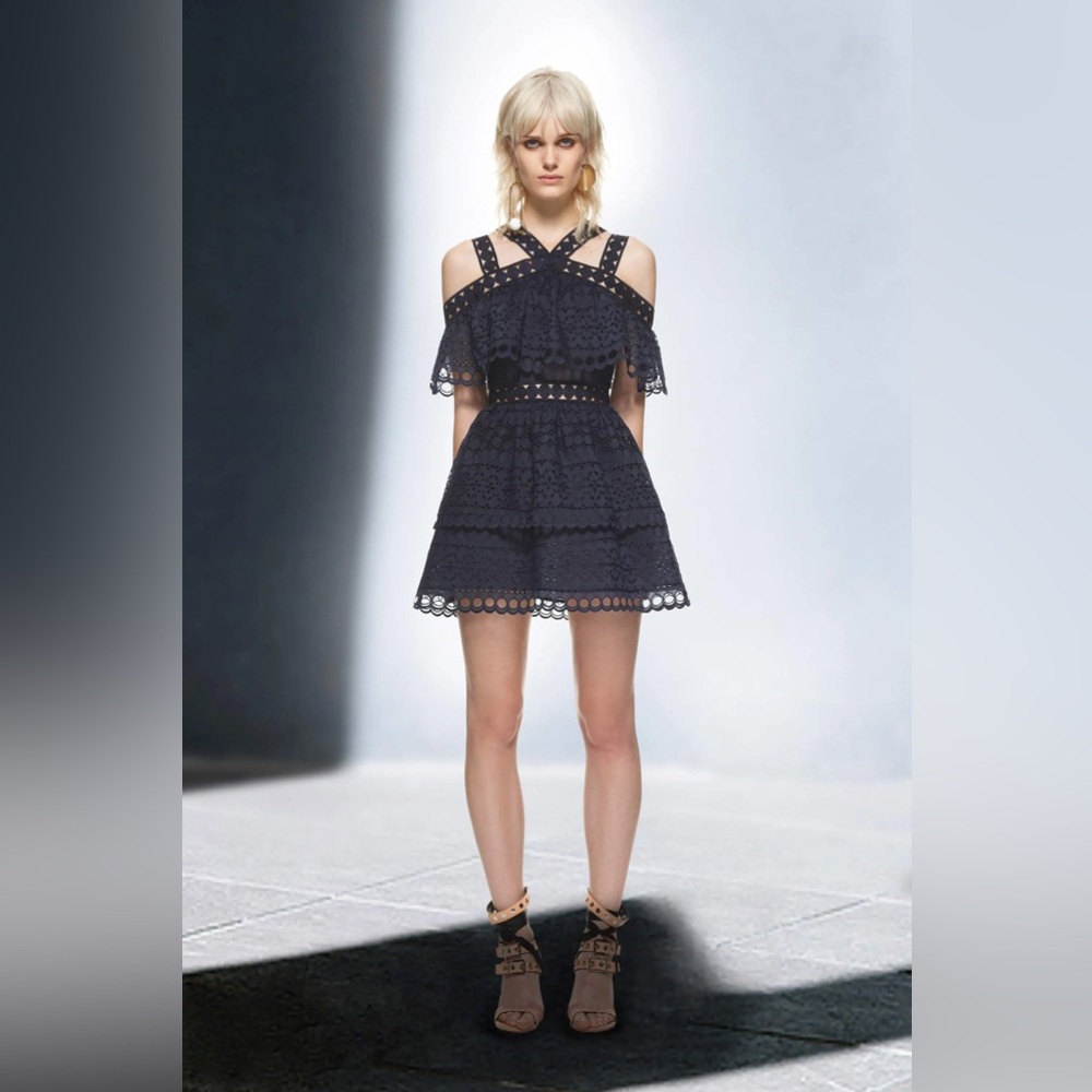 Self-Portrait Midnight Blue Lace Dress